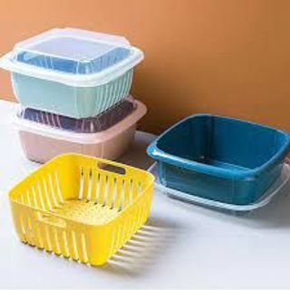 Rổ Nhựa Kèm Chậu Có Nắp Đậy Chống Bụi Tiện Dụng A1762