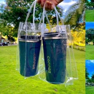 Túi Đựng Ly Giữ Nhiệt Trong Suốt Có Quai Xách tiện lợi bằng nhựa PVC 25x10x10cm A1443