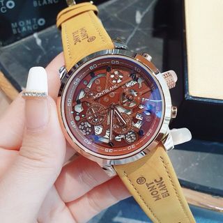 SIÊU RẺ ĐỒNG HỒ NAM TRUNG CẤP MONBLAN DÂY DA MẶT CHONOGRAP CHẤM ĐEN
