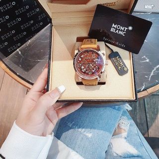 SIÊU RẺ ĐỒNG HỒ NAM TRUNG CẤP MONBLAN DÂY DA MẶT CHONOGRAP CHẤM ĐEN