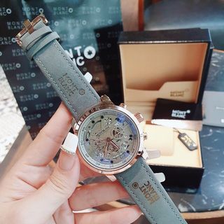 SIÊU RẺ ĐỒNG HỒ NAM TRUNG CẤP MONBLAN DÂY DA MẶT CHONOGRAP CHẤM ĐEN