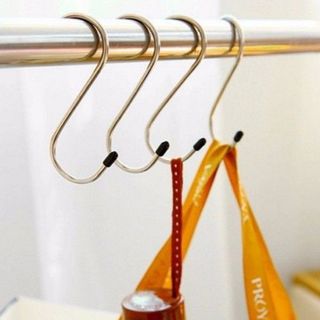 Vỉ 4 Móc Treo Quần Áo Treo Tường Inox Hình Chữ S Đa Năng A1831