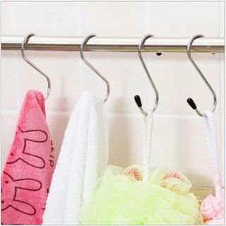 Vỉ 4 Móc Treo Quần Áo Treo Tường Inox Hình Chữ S Đa Năng A1831