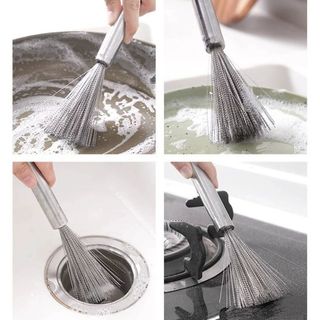 Cọ dây thép vệ sinh xoong nồi có tay cầm bàn chải cọ rửa nồi chén bát đồ dùng nhà bếp dây thép A1714