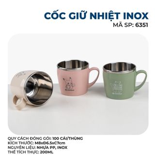 Cốc Inox Giữ Nhiệt 200ML Việt Nhật 6351, Cốc uống nước cách nhiệt an toàn, Cốc tập uống cho bé A1531