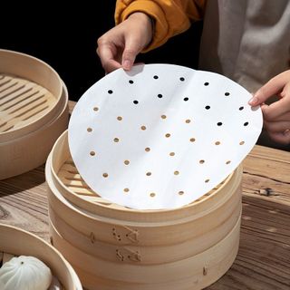 Bịch 100 Tờ Giấy Nến Đục Lỗ Tròn Lót Xửng Hấp, Thấm Dầu Ăn Size 23cm A1463