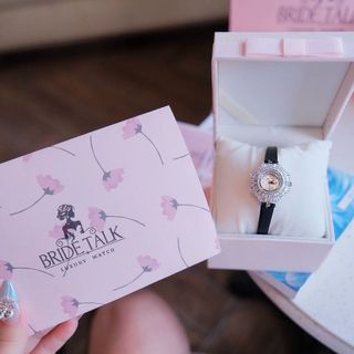 ĐỒNG HỒ NỮ CHÍNH HÃNG BRIDETALK DÂY DA ĐEN MẶT PHA LÊ FULLBOX