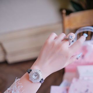 ĐỒNG HỒ NỮ CHÍNH HÃNG BRIDETALK DÂY DA ĐEN MẶT PHA LÊ FULLBOX