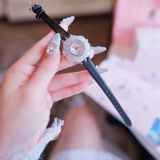 ĐỒNG HỒ NỮ CHÍNH HÃNG BRIDETALK DÂY DA ĐEN MẶT PHA LÊ FULLBOX