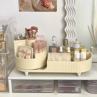 Kệ đựng mỹ phẩm xoay 360 độ để bàn trang điểm đa năng sang trọng đựng đồ makeup tiện lợi A1672