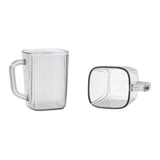 Cốc Nhựa Uống Nước Việt Nhật Cao Cấp Kiểu Dáng Vuông Sọc Tăm Trong Suổt 360ml A1532