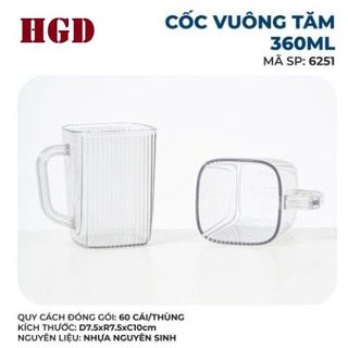 Cốc Nhựa Uống Nước Việt Nhật Cao Cấp Kiểu Dáng Vuông Sọc Tăm Trong Suổt 360ml A1532