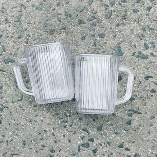 Cốc Nhựa Uống Nước Việt Nhật Cao Cấp Kiểu Dáng Vuông Sọc Tăm Trong Suổt 360ml A1532