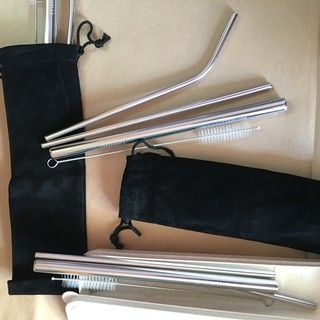 Bộ 3 Ống Hút Inox Kèm Cọ Rửa Vệ Sinh Có Túi Đựng Dây Rút Canvas A2042