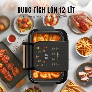 Nồi chiên không dầu TEKYOMI NC-01 – Dung tích 12L, công suất 1800W, Cửa sổ 270°