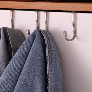 Móc đôi treo quần áo cửa tủ bằng thép không gỉ không đục móc treo quần áo sau cửa móc nhỏ A1734