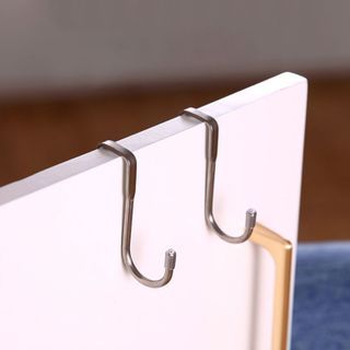 Móc đôi treo quần áo cửa tủ bằng thép không gỉ không đục móc treo quần áo sau cửa móc nhỏ A1734