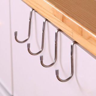 Móc đôi treo quần áo cửa tủ bằng thép không gỉ không đục móc treo quần áo sau cửa móc nhỏ A1734