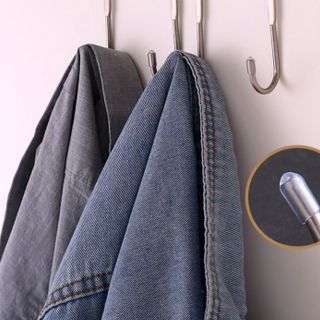 Móc đôi treo quần áo cửa tủ bằng thép không gỉ không đục móc treo quần áo sau cửa móc nhỏ A1734