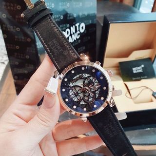 SIÊU RẺ ĐỒNG HỒ NAM TRUNG CẤP MONBLAN DÂY DA MẶT CHONOGRAP CHẤM TRẮNG