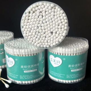 Hộp Tăm Bông 200 Chiếc Màu Xanh Ngoáy tai, tăm bông tẩy trang A1452