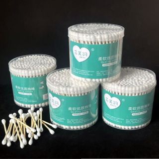 Hộp Tăm Bông 200 Chiếc Màu Xanh Ngoáy tai, tăm bông tẩy trang A1452