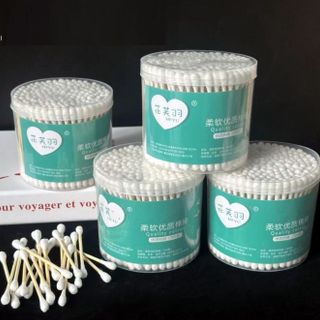 Hộp Tăm Bông 200 Chiếc Màu Xanh Ngoáy tai, tăm bông tẩy trang A1452