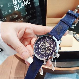 SIÊU RẺ ĐỒNG HỒ NAM TRUNG CẤP MONBLAN DÂY DA MẶT CHONOGRAP CHẤM TRẮNG