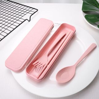 Bộ Muỗng Đũa Nĩa Nhựa Kèm Hộp Tiện mang theo du lịch hoặc sử dụng cho văn phòng mang cơm đi làm A1713