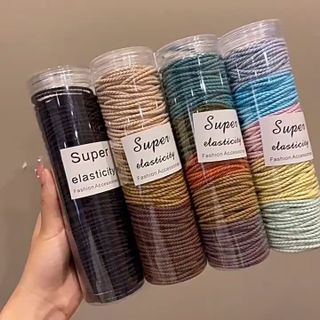 Hộp 100 Chun Cột Tóc Cao Su Co Giãn Nhiều Màu Phong Cách Hàn Quốc A1551