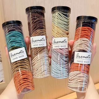 Hộp 100 Chun Cột Tóc Cao Su Co Giãn Nhiều Màu Phong Cách Hàn Quốc A1551