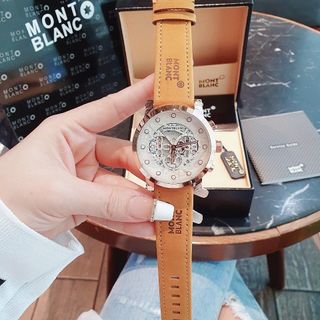 SIÊU RẺ ĐỒNG HỒ NAM TRUNG CẤP MONBLAN DÂY DA MẶT CHONOGRAP CHẤM TRẮNG