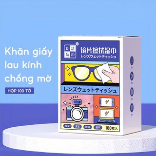 Hộp 100 Khăn Lau Kính Nano Chống Bám hơi nước Lau Kính Mắt, Vệ Sinh Camera Màn hình A2313