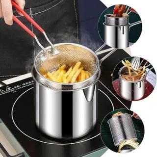 Nồi Chiên Nhúng Ngập Dầu Inox 304 Có Giá Lọc Tiết Kiệm Dầu Đa Năng A2071