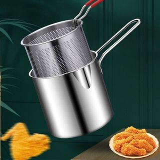 Nồi Chiên Nhúng Ngập Dầu Inox 304 Có Giá Lọc Tiết Kiệm Dầu Đa Năng A2071