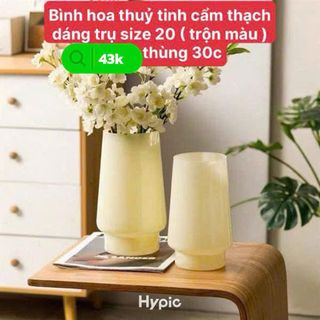 Bình hoa dáng trụ, thủy tinh cẩm thạch