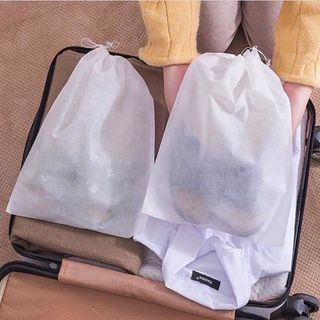 Túi Đựng Giày Đa Năng Vải Không Dệt, Miệng Dây Rút Tiện Lợi (Màu trắng) A2741