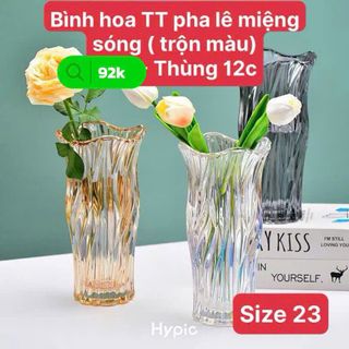 Bình hoa thủy tinh pha lê miệng sóng