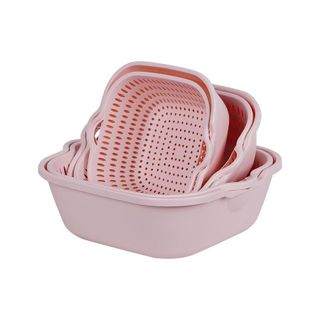 Bộ Rổ Kèm Chậu 2 Lớp Nhựa Vuông Việt Nhật Rửa Rau Củ Trái Cây Cứng Cáp Siêu Bền (3288-3289-3290) A2711