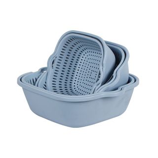 Bộ Rổ Kèm Chậu 2 Lớp Nhựa Vuông Việt Nhật Rửa Rau Củ Trái Cây Cứng Cáp Siêu Bền (3288-3289-3290) A2711