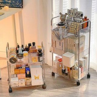 KỆ ĐỂ ĐỒ 3 TẦNG TRONG SUỐT CÓ BÁNH XE