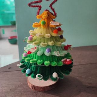 Cây thông noel hamemade cao 15cm kèm đèn chớp nháy