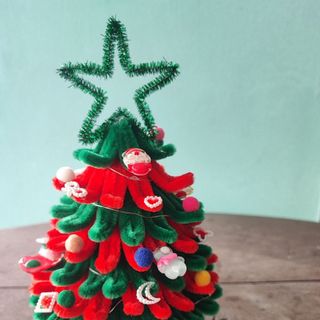 Cây thông noel hamemade cao 15cm kèm đèn chớp nháy