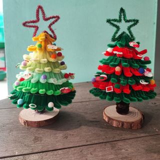 Cây thông noel hamemade cao 15cm kèm đèn chớp nháy