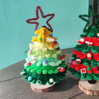 Cây thông noel hamemade cao 15cm kèm đèn chớp nháy