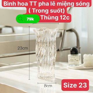 Bình hoa thủy tinh pha lê miệng sóng trong suốt