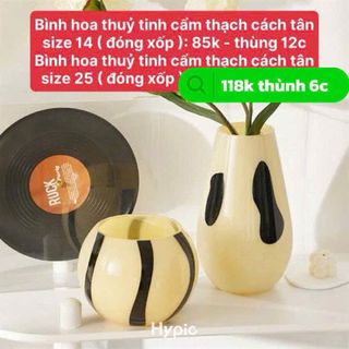 Bình hoa thủy tinh cẩm thạch cách tân size 25