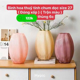 Bình hoa thủy tinh chum dọc size 27
