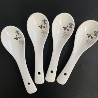 Thìa gốm sứ trắng, thìa Jiahe Huazhiyun, thìa sứ ăn súp nhỏ, thìa cà phê A2311