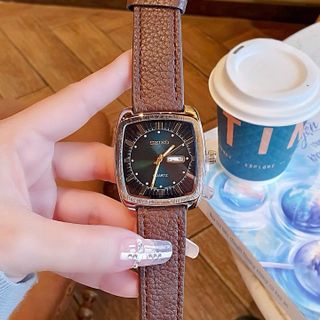 SIÊU RẺ HÀNG TRUNG CẤP ĐỒNG HỒ NAM SEICO DÂY DA NÂU MẶT VUÔNG
